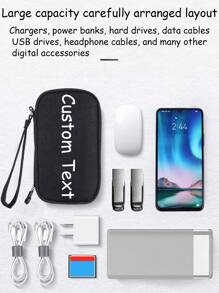 1pc Personalized Customized Digital Storage Bag USB Data Cable Organizer Mobile Power Travel Kit Box Electronic Accessories Portable Charger Box School University Earphone Box Cable Bag Electronic Bag Mobile Power Charger Suitcase Cable Sorting Box Luggage Bag Cable Bag Electronic Data Cable Bag Bedside Storage Travel Airport Female Men Waterproof Lightweight Large Capacity Portable Accessories