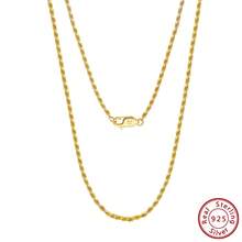 1 件真 925 纯银绳链项链女士男士颈饰，18K 金和 14K 镀金项链链，适用于吊坠，链厚 1.2/1.5/1.7 毫米