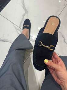 Women's Metal Decor Casual Slip-On Mules - Black - View 3