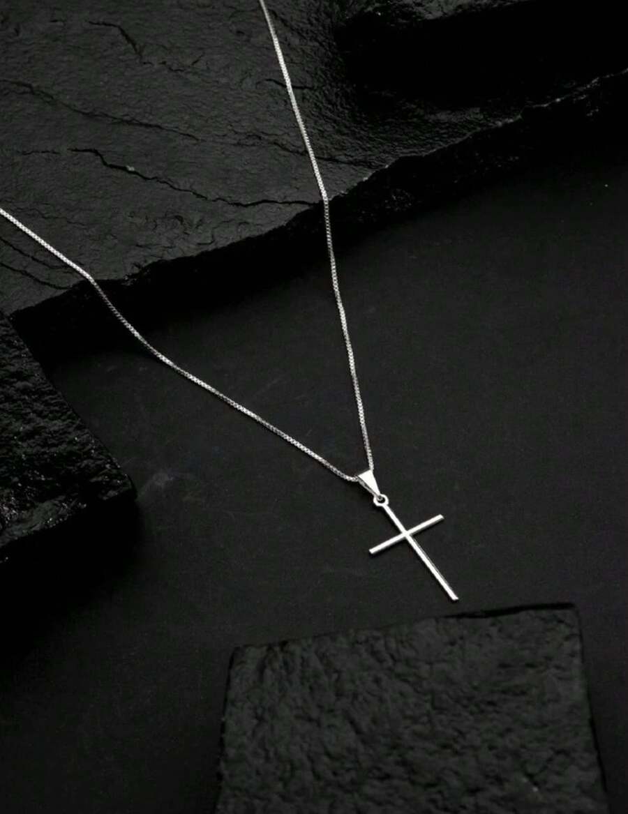 Silver Plated Children's Necklace With Cross Pendant - 銀色 - 查看 1