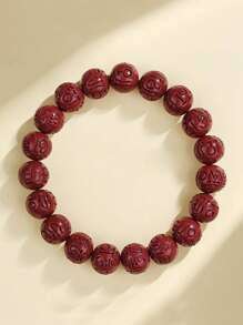 Pulseira de mantra com 6 palavras e cinábrio nativo, pulseira elástica de areia dourada roxa com alto teor de areia do imperador, pulseira vermelha da sorte para o ano de nascimento, ioga, estilo vintage para homens e mulheres, pode ser usada diariamente