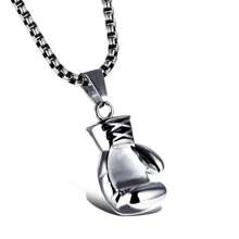 1 pieza de collar con colgante de guante de boxeo de fitness retro, joyería dominante de moda deportiva punk, adecuado para hombres