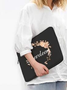 1 Piece 13 Inch Diy Printed Laptop Bag, Gold Rose Wreath, Simple Briefcase, Laptop Protection Bag, Laptop Commuter Briefcase, Document Storage Bag, Commuter Bag, Computer Storage Bag With Zipper, Suitable For Daily Commuting, Business Trips, Travel, Back To School, Also The Best Choice For Birthday Gifts And Holiday Gifts
