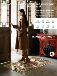 1 Piece Romantic Rose Pattern Carpet, 0.5cm Thick IT Farman Velvet Sponge, Lightweight And Easy To Wash, 100% Polyester Handmade Rectangular Floor Mat Greeting Door Mat Area Floor Mat Indoor/Outdoor Entry Door Mat Area Rug Suitable For Living Room, Bedroom, Entryway, Game Room, Dorm Decor - Machine Washable, Perfect For Valentine's Day, Easter, Thanksgiving, St. Patrick's Day, Mother's Day.