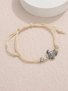 Neuer Retro-Stil Schildkröte handgewebte Hanfseil Knöchelkette, unisex, perfekter Modeaccessoire für Sommerstrände, multifunktionale dekorative Kette (Armband, Knöchelkette)