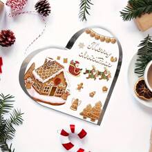 زخرفة عيد الميلاد القلبية المسطحة الأبعاد من الأكريليك - ديكور طاولة العطلات ، بدون حاجة للكهرباء ، مناسبة للمنزل والمكتب وكديكور هدية العطلات