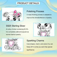tiantianxue 1pc Silver-Plated Glow-In-The-Dark Pumpkin/Sweet Kiss/Bear Hugging Heart Beaded Pendant, Suitable For Women Bracelet/Anklet/Necklace DIY Jewelry Making, Valentine's Day Gift, Daily Fashion Accessory