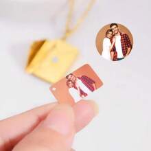 Custom Engraving Photo Locket, Sentimental Relationship Jewelry, Mail Envelope Couple Necklace, Best Friend Gift, Mom's Gift