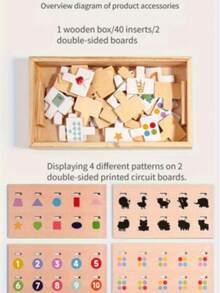 Wooden Multifunctional Matching Box, Shadow, Color, Shape And Quantity Matching Game Toy Set, Suitable For 3-4.5 Years Old Boys And Girls, Early Education And Intellectual Toy