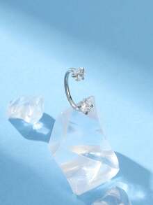 立方氧化锆不锈钢鼻环，18G U 型枢轴耳钉，男女皆宜，百搭精致的生日礼物 - 愛心-圓鋯 - 查看 3