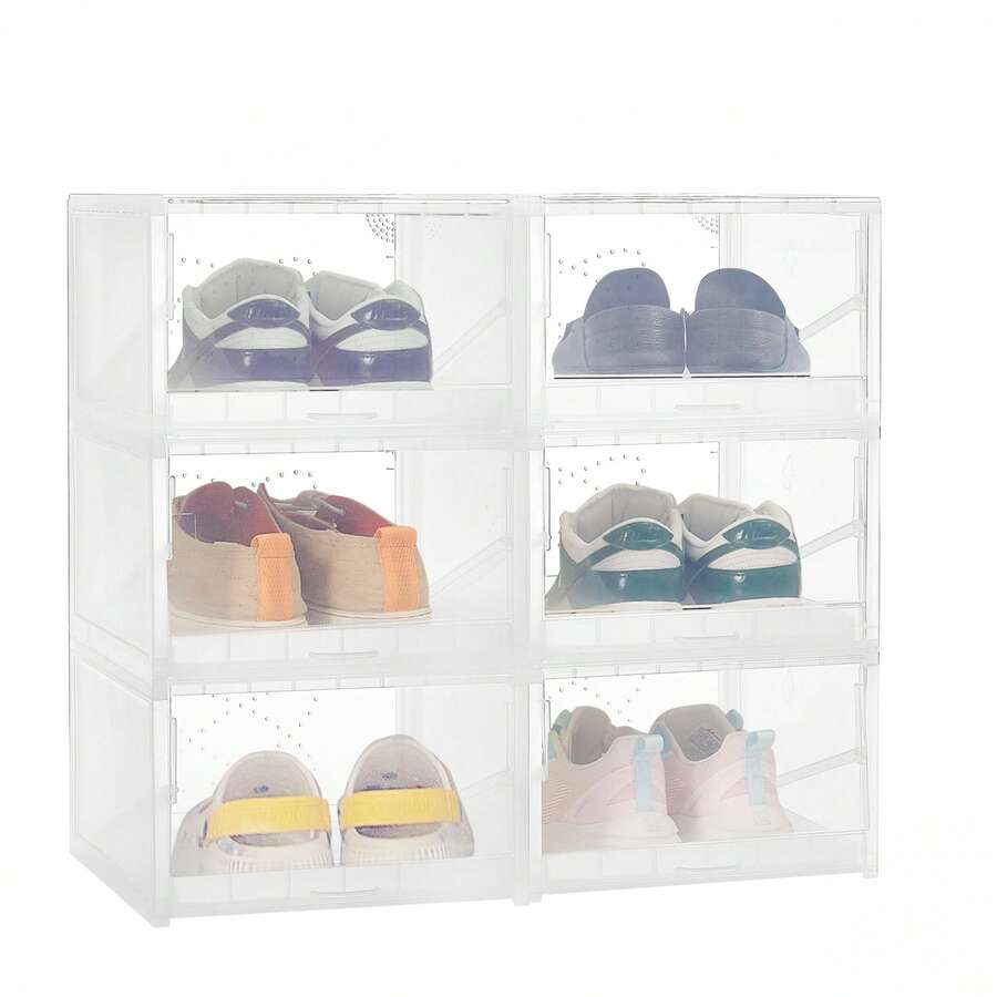 TrumanPick X-Large Shoe Storage Boxes,12 Pack Storage Bins Organizer,Space Saving Shoe Boxes Clear Plastic Stackable Sneaker Containers, White - 6 - 查看 1