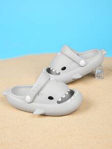 Summer New Kids Soft Bottom Outdoor Comfortable Shark Clogs For Boys & Girls - Grey - View 5