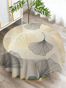 1pc Ginkgo Leaf Printed Tablecloth, Modern Polyester Rectangular Or Round Waterproof Tablecloth, Digital Printing Suitable For Living Room, Outdoor Dining Table, Small Round Table