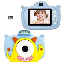 Cámara digital para niños, video HD 1080P y doble cámara de selfie, pantalla de 2.4" con funda de silicona suave, regalo perfecto de cumpleaños y Navidad para niños y niñas de 3 a 12 años (con tarjeta de 32GB)