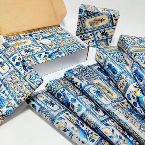 10/50/100pcs Vintage Palace Floral & Bird Pattern Gift Wrapping Tissue Paper, 50*35cm Thin Paper, Suitable For Gift Wrapping, Bouquet Wrapping, Clothing Moisture Proof, Wine Packaging, Gift Box Filler, Fragile Protection, Decoration For Birthday, Valentine's Day, Christmas Gifts