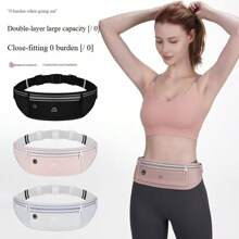1pc Ultra-Thin Outdoor Running Waist Bag, For Men/Women, Zippered Waterproof Running Fanny Pack With Reflective Strip And Separate Storage Pouch, Suitable For All Seasons