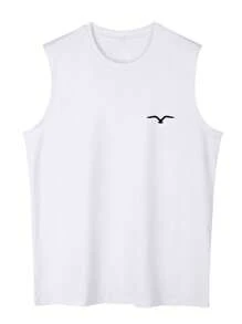 Men's Casual Eagle Print Round Neck Loose Tank Top, Summer