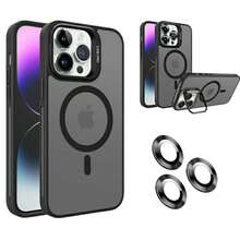 Mida Style Kit estuche compatible con iPhone: acabado mate con soporte, lentes para cámara, tecnología magnética y uso rudo; protección extra contra caídas, facilidad de uso, ideal para usuarios exigentes y aventureros. - Negro - Ver 2