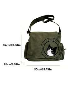 Bolsa Tiracolo de Grande Capacidade com Estampa de Gato Preto, Bolsa Tote Retrô, Adequada para Várias Ocasiões como Compras, Viagens, Refeições, Escola, Uma Ótima Opção de Presente