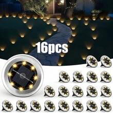 16 Pieces Mini Solar Outdoor In-Ground Lights, ,400mah,White/Warm Light Outdoor Stainless Steel In-Ground Solar Lights, Outdoor Solar Street Lights, Decorating Courtyards, Gardens, Roads, Sidewalks, Driveways - Warm Light - 查看 11