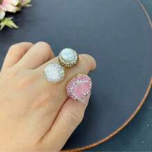 New Natural Crystal Ring, High-End Fully Paved Adjustable Open Ring, Tarnish Resistant Electroplated Jewelry, Suitable For Live Streaming Cross Border E-Commerce