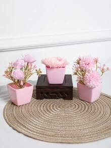 1pc Simulated Plant Potted /5pcs Potted Combination Home Porch Bedroom Bathroom Bookcase Windowsill Mini Cute Pink Party Decoration Aesthetics, Valentine Day, Gift Gifts Birthday Graduation - Pink - View 26