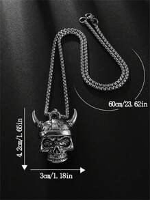 1 pièce Collier pendentif crâne à cornes vintage et créatif, bijou unique cadeau de fête rock pour hommes et femmes