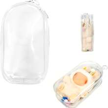 17 厘米娃娃透明展示和收纳盒 - PVC 包，带可拆卸钥匙扣，用于收藏玩具和化妆品，便携式旅行或家居装饰盒（7 英寸），Ladudu 娃娃收纳袋