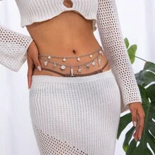 1 pièce Chaîne de taille avec pendentif étoile de mer et coquillage, chaîne de corps sexy, décoration de taille, style vacances d'été