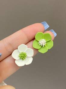 1 Pair Elegant 5-Petal Flower Shape Earrings, Perfect For Women Date & Vacation Jewelry