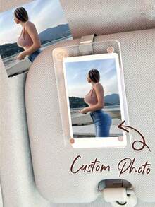 Car Sun Visor Acrylic Photo Holder, Universal Magnetic Acrylic Photo Frame, Suitable For Couples, Family Photos And Pet Photo Frames, Easy To Install, Gift For Valentine's Day, Anniversary Or Special Occasion, Durable And Long-Lasting Material, Car Accessories - Multicolor - View 1