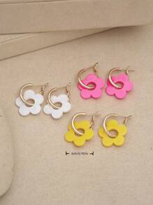3 pares de pendientes de acrílico con múltiples flores de diseño elegante y lindo, adecuados para mujeres, para citas, fiestas y regalos