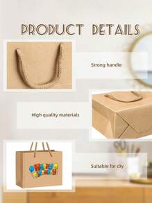 10Pcs-Khaki Kraft Paper Bags With Handles, Khaki Gift Bags, Solid Color Gift Bag, Mini Portable Small Shopping Bags For Boutique, Wedding Party Favor Bags, BabyShower, Birthday Party, Gift Bags, Bridesmaids Bags, Mother's Day Graduation