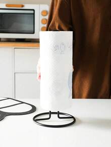 1pc Elegant Metal Iron Paper Towel Holder Stand For Kitchen, Countertop Tissue Box Cover Dispenser, Wall-Mount Free Bathroom Paper Towel Rack For Home Decor