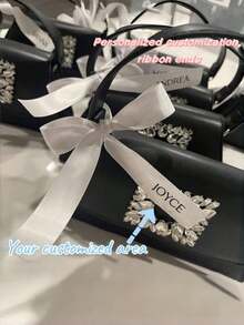 Customizable Satin Ribbon Labels, Printed With Name And Drink Labels For Weddings And Various Events, Tabletop Decoration Bows And Drink Labels, Modern Decorated Tabletop With Printed Ribbon Name, Satin Ribbon Placecards And Drink Tags, Each Ribbon Carefully Printed With The Name Of Your Choice, Creating Personalized Souvenirs For Your Guests