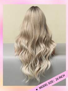 Einfach zu tragende, lange lockige 26-Zoll-Perücken für Frauen mit braunem und blondem Farbverlauf-Farbverlauf ohne Pony, hitzebeständiges synthetisches Haar, verstellbarer Kopfumfang, für Cosplay, Fotografie, Reisen