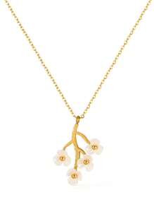 Eleganter pflanzenförmiger Resin Blumenanhänger Damenkette, vielseitiger Stil modische Halskette für Pendlerinnen, Party- und Festivalgeschenk, geeignet zum Tragen und Kombinieren zu verschiedenen Anlässen