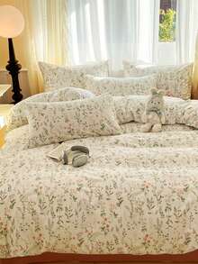 Bộ ga trải giường 2/3 món họa tiết hoa lá, hoa nhỏ li ti tinh tế, phong cách đồng quê, tươi tắn và dễ thương, siêu mềm mại, nữ tính, thích hợp cho mùa xuân/hè, bộ vỏ chăn và vỏ gối chải mịn, không kèm chăn bông, cỡ Queen/King/Cal King. - Nhiều màu - Xem 7