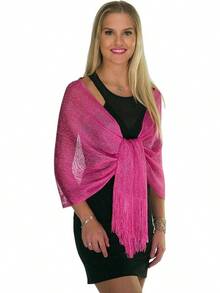 Metallic Glitter Shawl Wrap For Evening Dresses And Weddings - 紫紅色 - 查看 3
