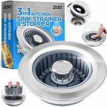 Colador de drenaje de fregadero de cocina 3 en 1 y tapón de fregadero, piezas de instalación de enchufe de acero inoxidable y fregadero con cesta antiobstrucción, se adapta al orificio de drenaje de - pago - Ver 12