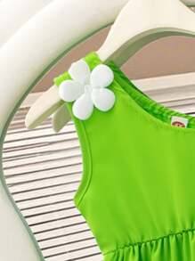Rochie de vară, fără mâneci, fără mâneci, cu imprimeu floral, pentru copii mici