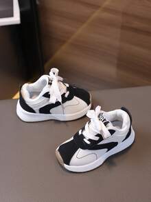 1 双儿童软底运动鞋，男童/女童休闲舒适防滑幼儿运动鞋 - 黑色 - 查看 3