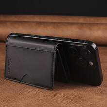 forwenw 1个PU皮革磁吸钱包卡包支架MagSafe配件，兼容 17/16/15/14/13/12 Pro/Pro Max/Plus/Mini，男士迷你钱包手拿包MagSafe钱包卡套 - 黑色 - 查看 6