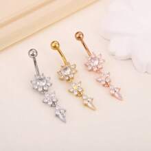 7Pcs/Set Clover Navel Piercing, Zirconia Navel Ring/Piercing Jewelry, Rhinestone Navel Rings/Zirconia Navel Stud Set