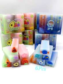 6 件套草莓太空三明治橡皮擦可爱铅笔橡皮擦学校文具生日礼物学校用品，返校 - 彩色 - 查看 10