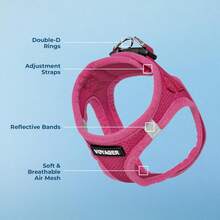 Best Pet Supplies Voyager Step-In Air Harness - All Weather Mesh, Reflective, No Pull Harness For Dogs, Cats - Secure With Hook & Loop Fastener, Buckle, Double D-Rings - Fuchsia, S - 胸背帶(淺藍/黑飾邊) - 查看 4
