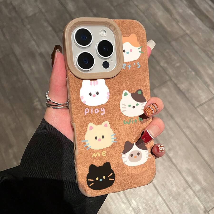 Funda para phone 14 Pro, 16 Plus, 12, X, 11, 15, 13 y XS con diseño de piel sintética color café. Funda sencilla de piel sintética con orificios grandes. Color café. Color de contraste adecuado. 11/ 11Pro/ 12/ 12Pro/ 12Promax/ 13Pro/ 13Promax/ 14Pro/ 14Plus/ 14Promax/ 15/ 15Plus/ 15Promax - Caqui - Ver 1