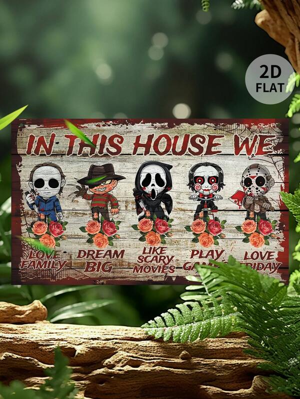 1pc, 2D Flat, Home Decor, Holiday Decoration, Funny Decorative Sign, Horror & Humorous Style, Wooden Wall Decor Plaque, Halloween Hanging Ornament, Gift For Friends, Decorative Wall Art, Decorative Sign Halloween Decor Fall Decor Room Decor