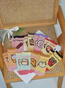 3Pairs/5Pairs Women Cartoon Graphic Printed Short Socks, Versatile & Fashionable For Spring, Summer, Fall