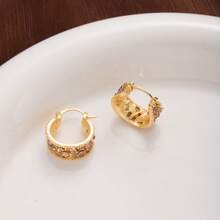 1 Pair Luxury Copper Women's Earrings, Suitable For Daily Wear, Dates, Holidays, And Vacations